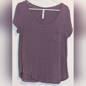 Love Charm Women's Purple Scoop Neck Top With Pocket, Size Large